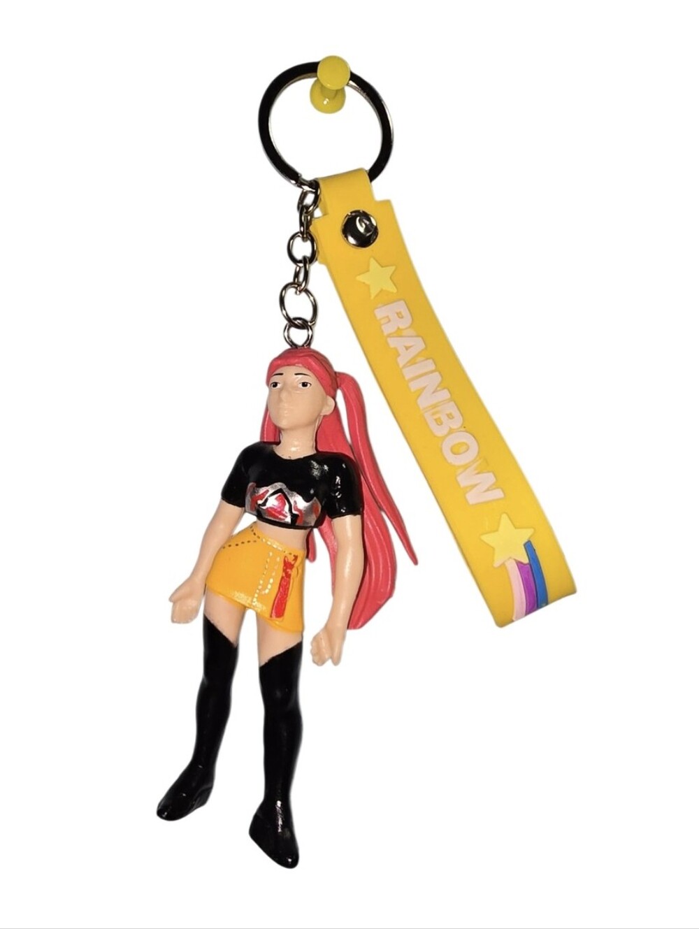 Rainbow Yellow Girl Figure Keychain - Women Accessories Key & Card Holder